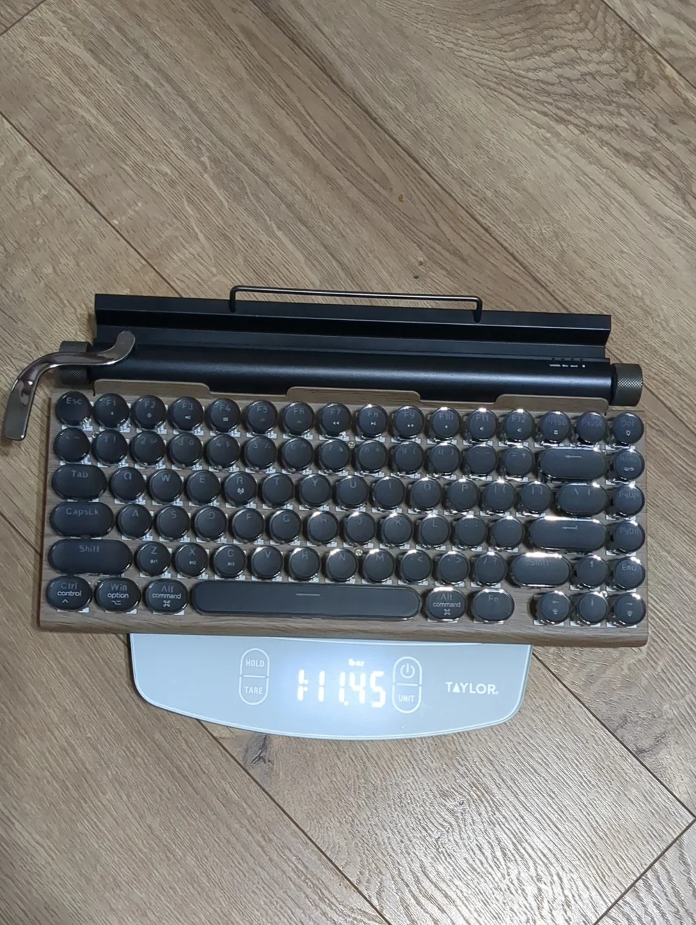 7KEYS Typewriter Keyboard Wireless Retro Mechanical with Bluetooth Wood Tone